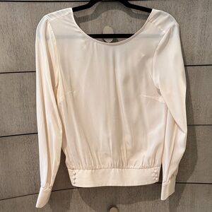 Women's Cream Long-Sleeve Blouse with Button Hem